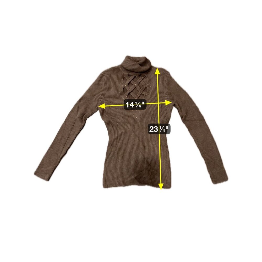 Cache Embellished Turtleneck Pullover Sweater Bro… - image 6